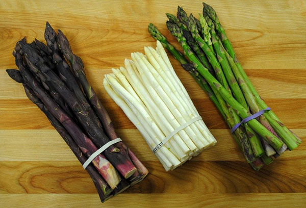 Three types of asparagus